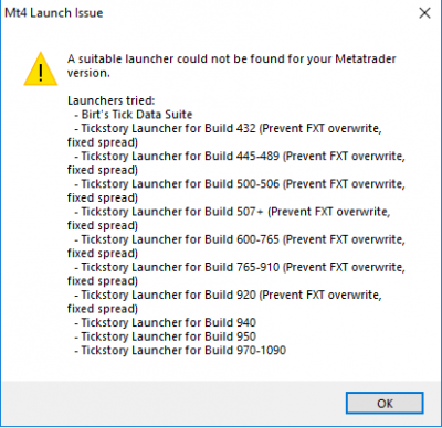 mt4 lauch issue when using /skipudate command in Tickstory