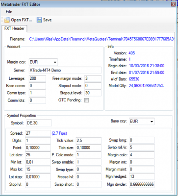 Settings of my broker (following the system in the previous message)