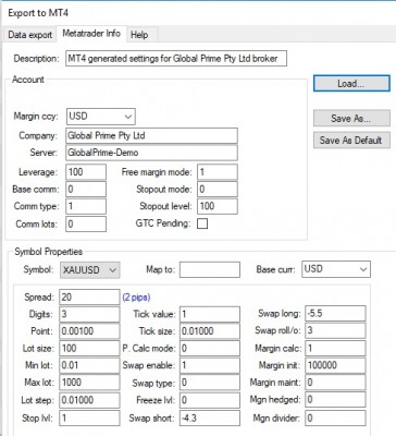 export settings